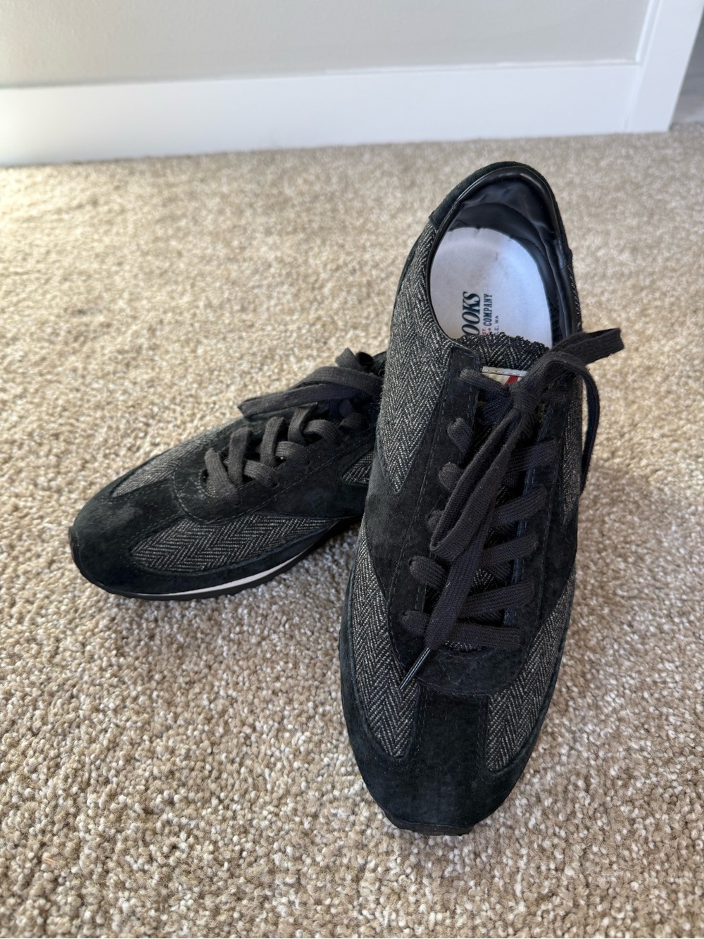 Brooks Men’s Black Suede & Herringbone Lace-Up Sneakers